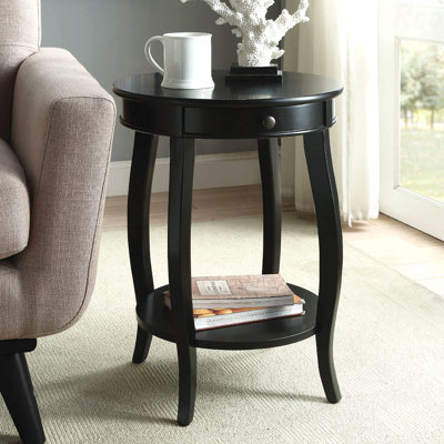 Table d'appoint ronde avec 1 tiroir et rangement ouvert