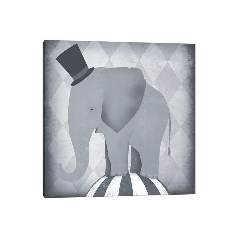 «Circus Elephant» par Ryan Fowler - impression d'art graphique, Toile tendue, Pas de tapis, H 37 po x l 37 po x P 1,5 po