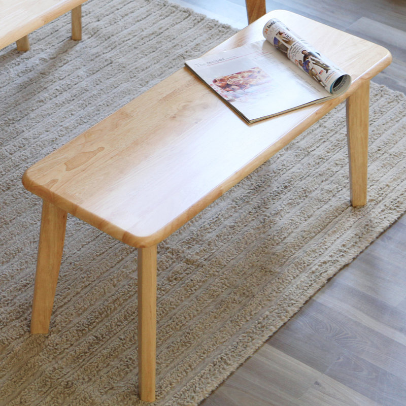 Kyersten Mid-century Modern Rectangular Solid Wood Entryway Bench, Natural Oak