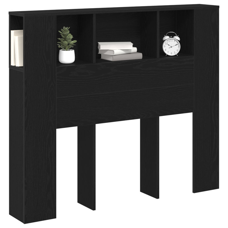 Melby Headboard Cabinet, Smal Double (4'), Black Oak