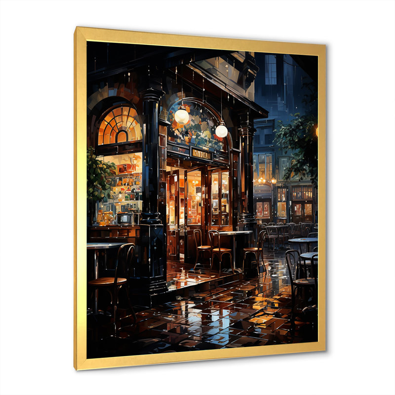 Night Jazz Serenade 5 - Jukeboxes, art mural, Cadre photo doré simple, H 20 po x l 12 po x P 1 po