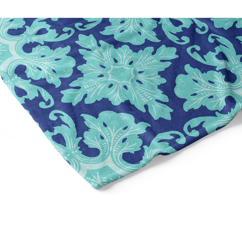 Couverture en velours de velours de damas, Bleu, L 60 po x l 50 po