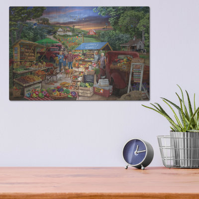 «Red Cams Farm Market» par Bigelow, art mural en métal, 36 po x 24 po
