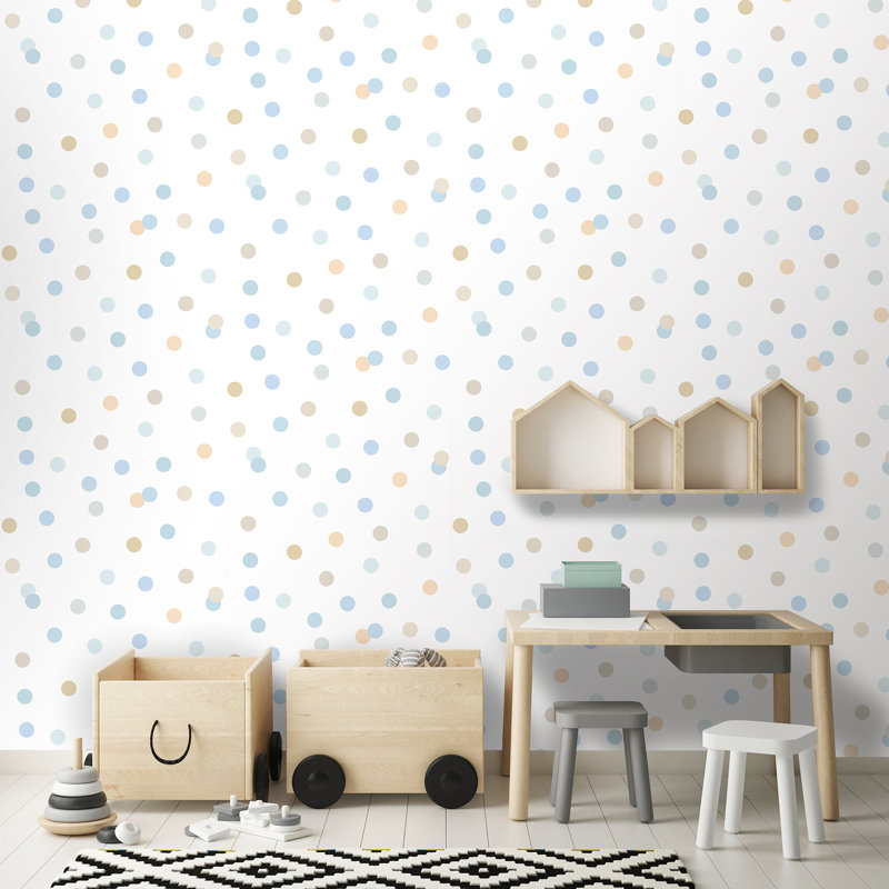 Papier peint à pois, Bleu