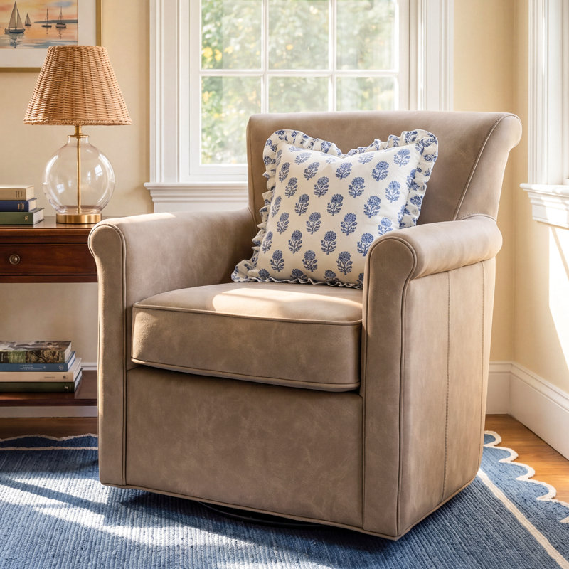 Belmont Vegan Leather Swivel Accent Chair, Willow