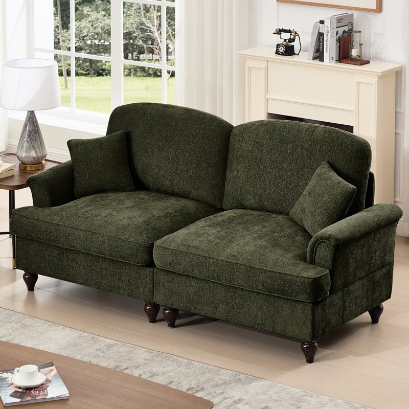 Confortable avec un design Mid-Century, un coussin incurvé et des volants amovibles pour la décoration intérieure, des accoudoirs évasés confortables, des dossiers en forme de fleur, de petites jupes détachables