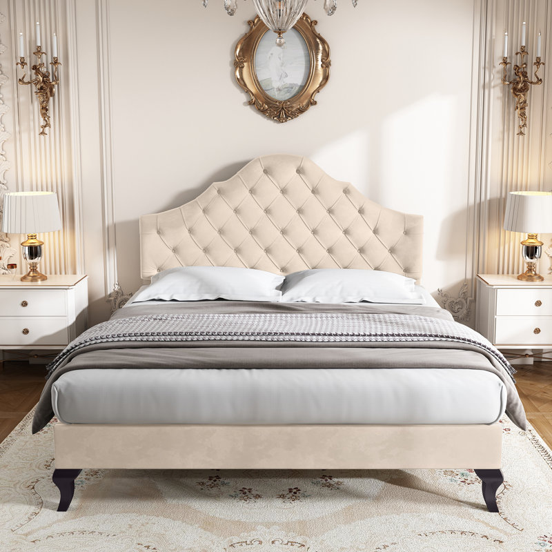 Bed, Beige, Double (4'6)