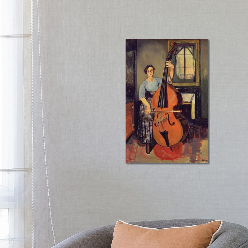 Woman With A Double Bass, 1908 by Marie Clementine Valadon - Wrapped Canvas Gallery-Wrapped Canvas Giclée