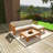 5-Piece Acacia Wood Patio Sectional Sofa Set, Natural Finish With Water-Resistant Cushions, Modular Outdoor Seating Group，Beige-504388518