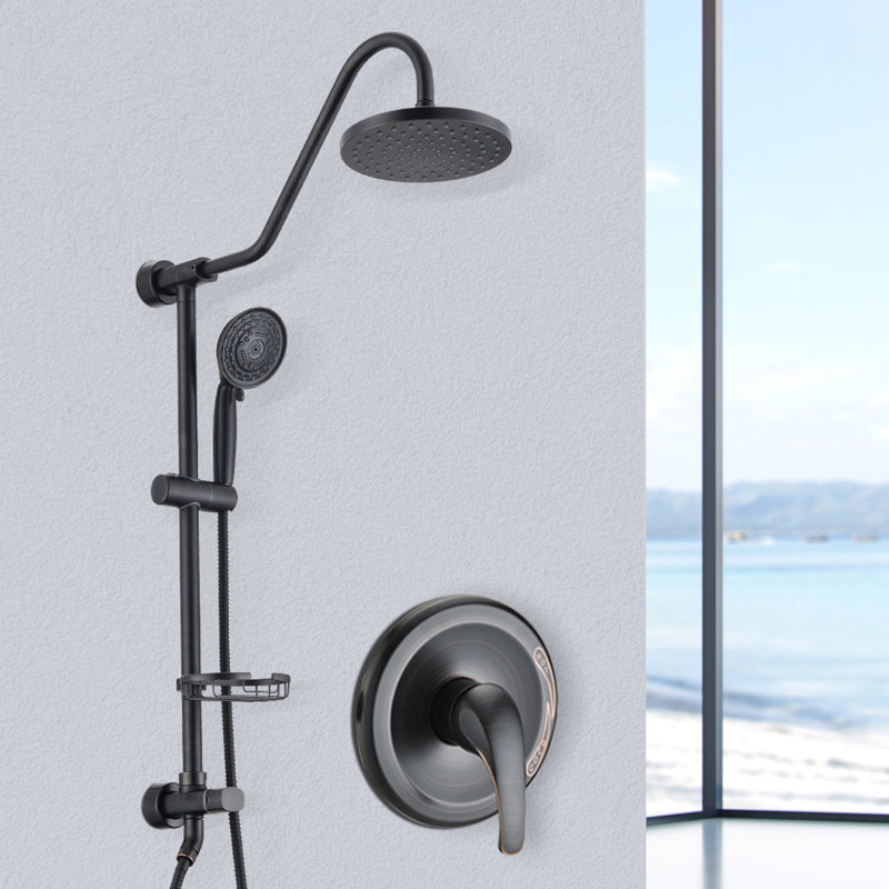 8" Rain Shower Head And Handheld - Superior Water Flow Control Dent, Matte Black