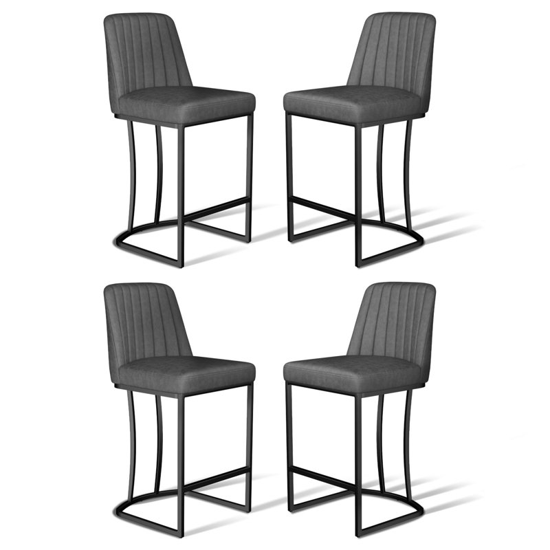 Tabouret de comptoir rembourré Malakeh, Gris anthracite