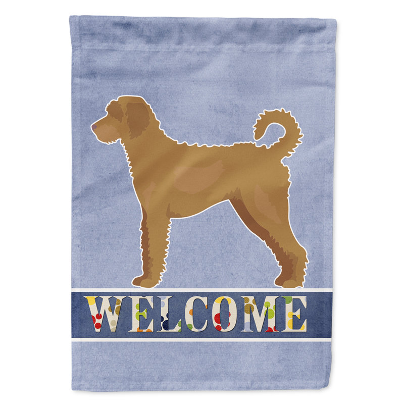 Labradoodle en polyester brun clair 2 côtés 40 x 28 po drapeau maison