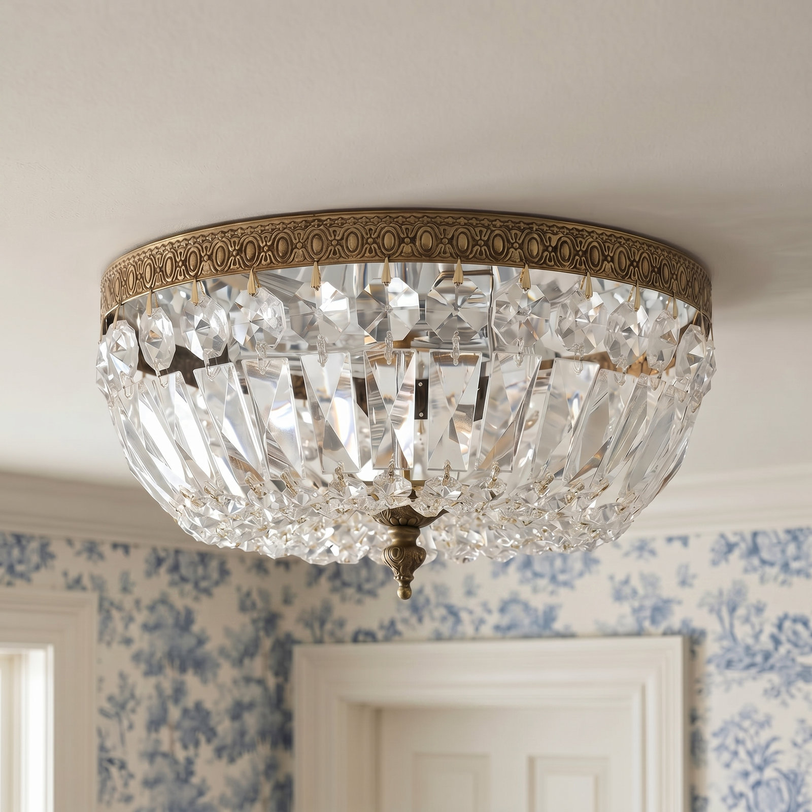 Linal 3-Light Flush Mount, Olde Brass