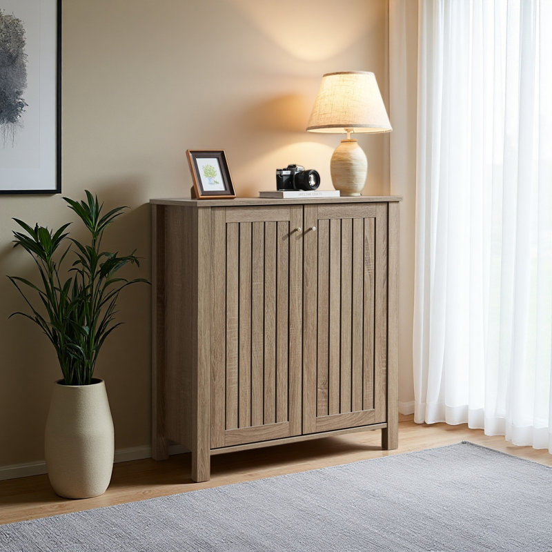 Armoire à chaussures armoire de rangement avec deux portes et poignées ventilées