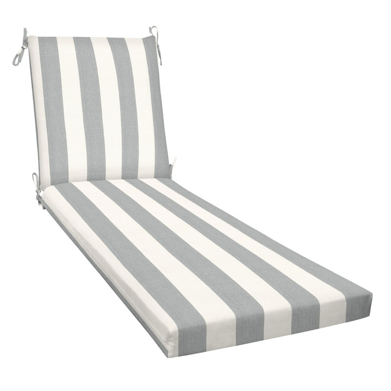 Outdoor Chaise Lounge Cushion – Weather-Resistant, Reversible, Plush Comfort - Basics by Wayfair™, Grey Awning Stripe