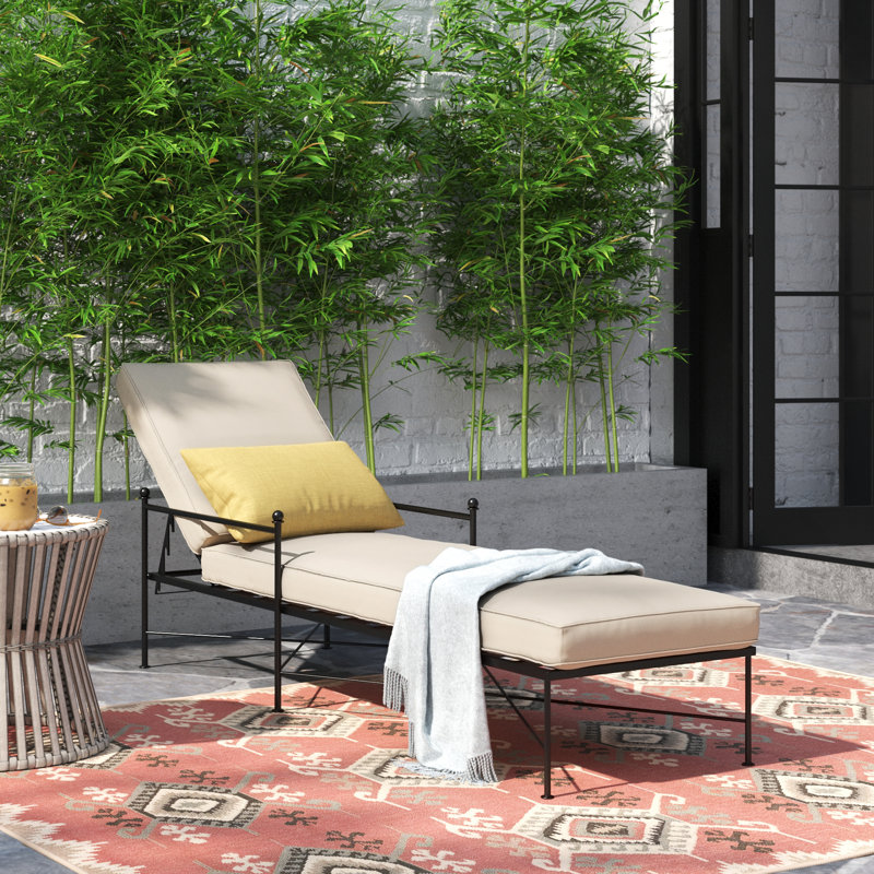 Chaise longue simple inclinable 80 po avec coussins Sunbrella Lucier, Toile lin Sunbrella®