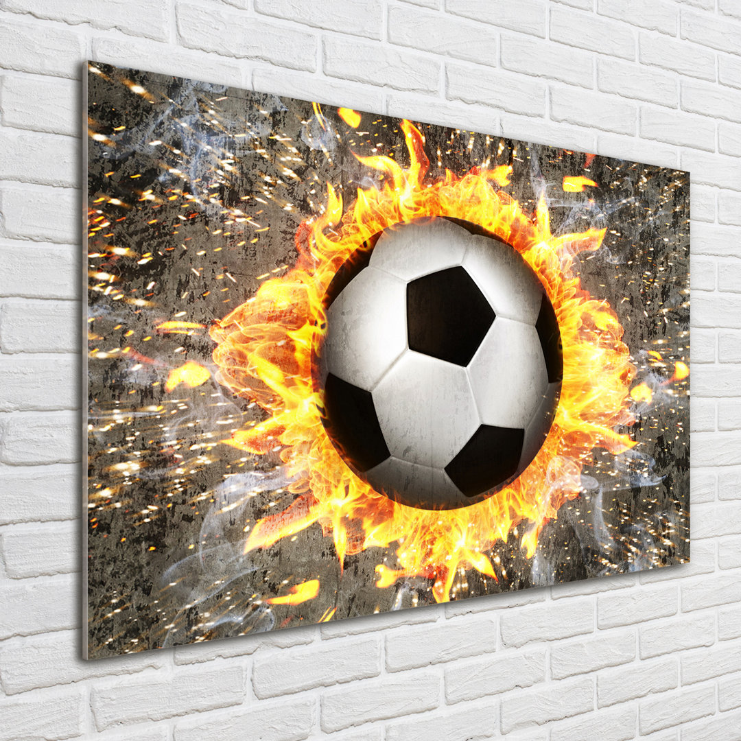 Glasbild Burning Soccer Ball