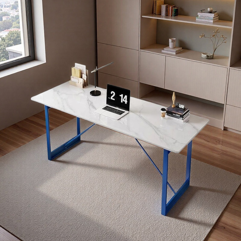 Bureau d'écriture Modern Light, Gris / blanc / bleu, H 29,52 po x l 62,99 po x P 31,49 po