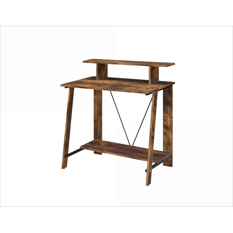 Bureaux en chêne industriel vieilli & amp; Bureau d'écriture noir avec 2 tiroirs Ports USB / à fiche | Chêne | Bois synthétique