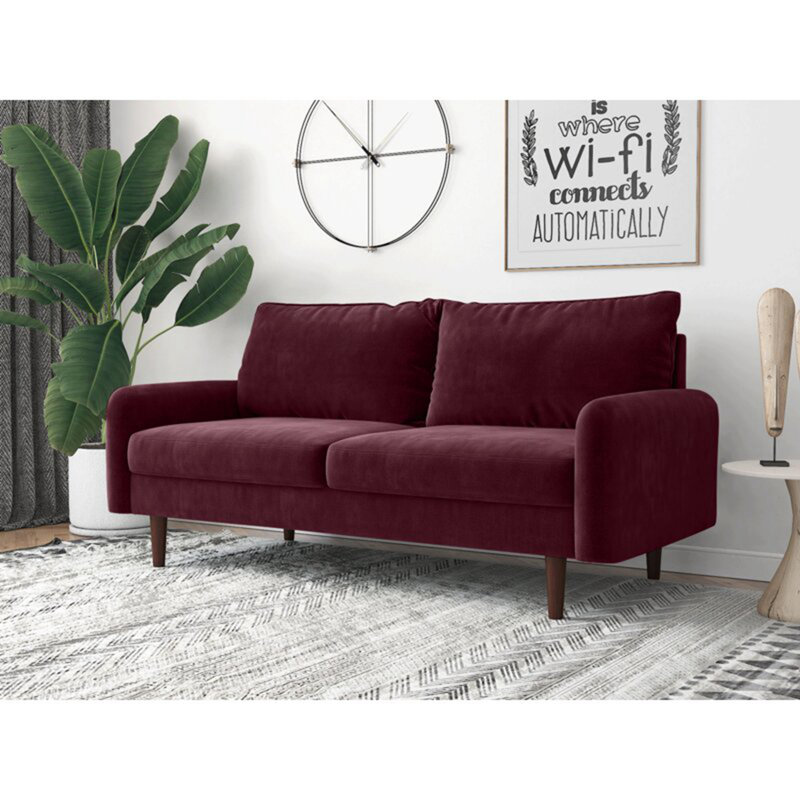 Morrone 57.8'' Velvet Loveseat, Wine Red Velvet