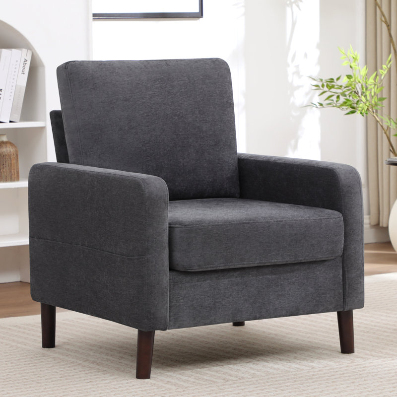 Upholstered Swivel Armchair, DARK GRAY