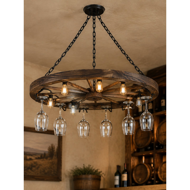 Wooden Wagon Wheel Décor, 23.50" H x 23.50" W x 1" D