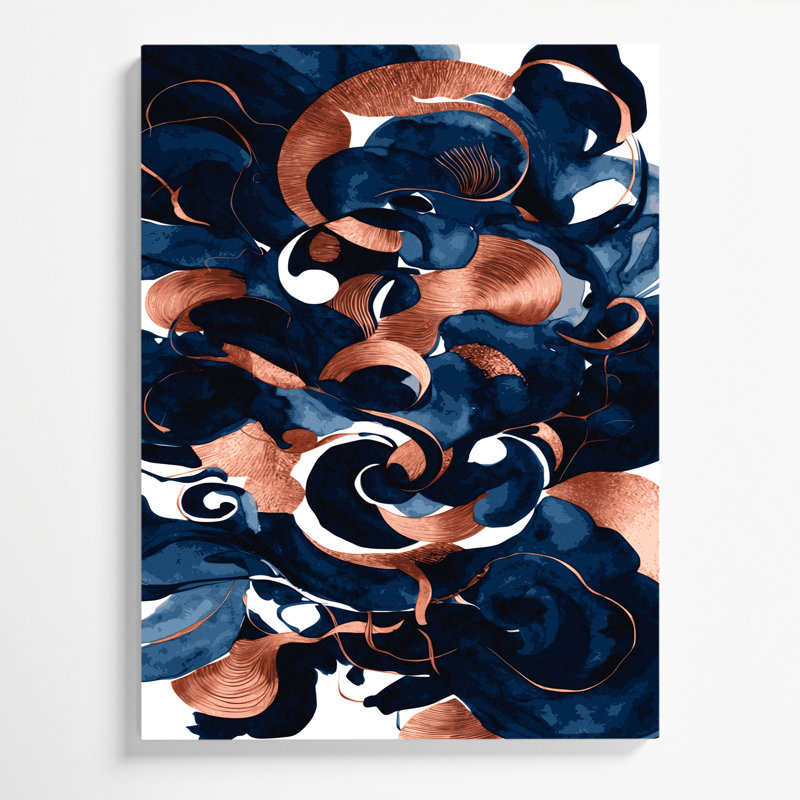 Art mural abstrait aquarelle sur toile bleue, H 24 po x l 20 po