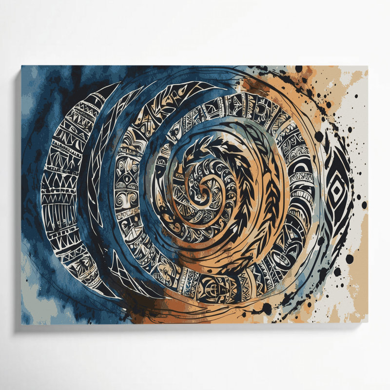 Art hawaïen, symboles anciens sur toile grise, H 11 po x l 14 po