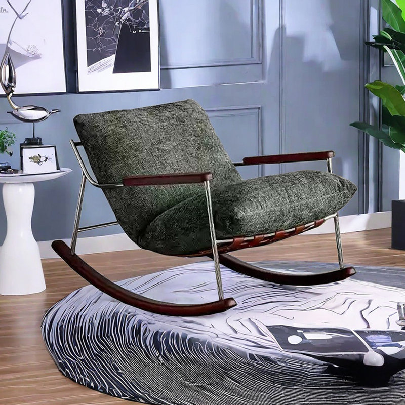 Chaise berçante confortable en chenille amovible, Vert foncé