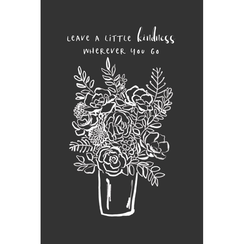 Kindness Flower Vase Grey - Wrapped Canvas Print, 46cm H x 30cm W x 3.8cm D