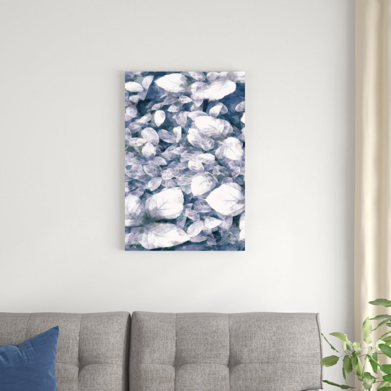 Feuilles bleues ombrées VI, H 30 po x l 20 po