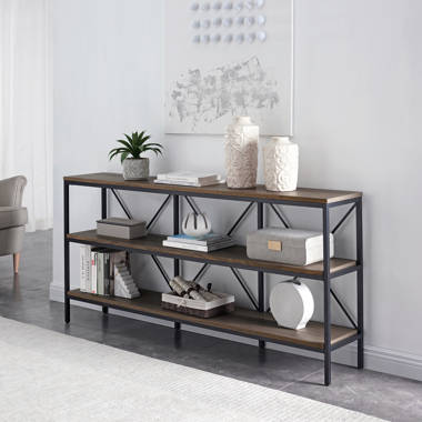 Eileen 62.2'' Console Table, Storage Sofa Table with Drawers and Shelves Wildon Home Color: Black