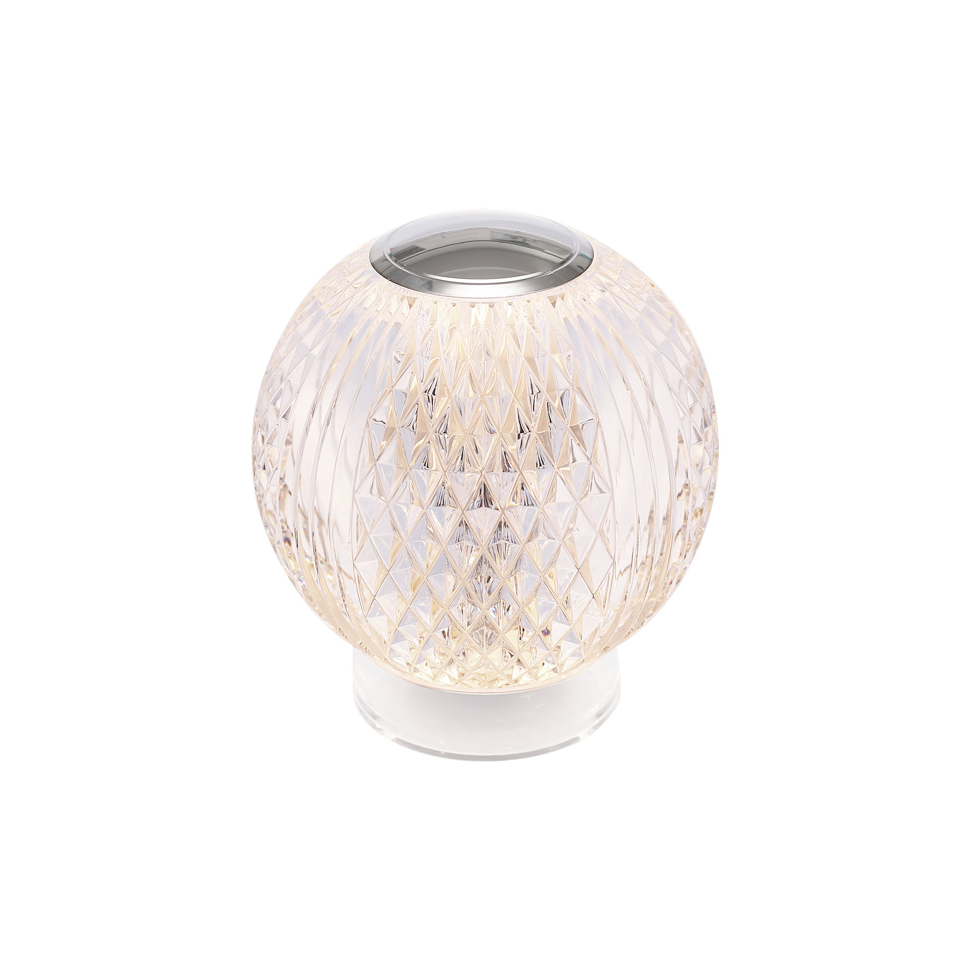 Marni Metal Globe Lamp, Polished Nickel, 4.38" H x 3.63" W x 3.63" D, Clear/Polished Nickel