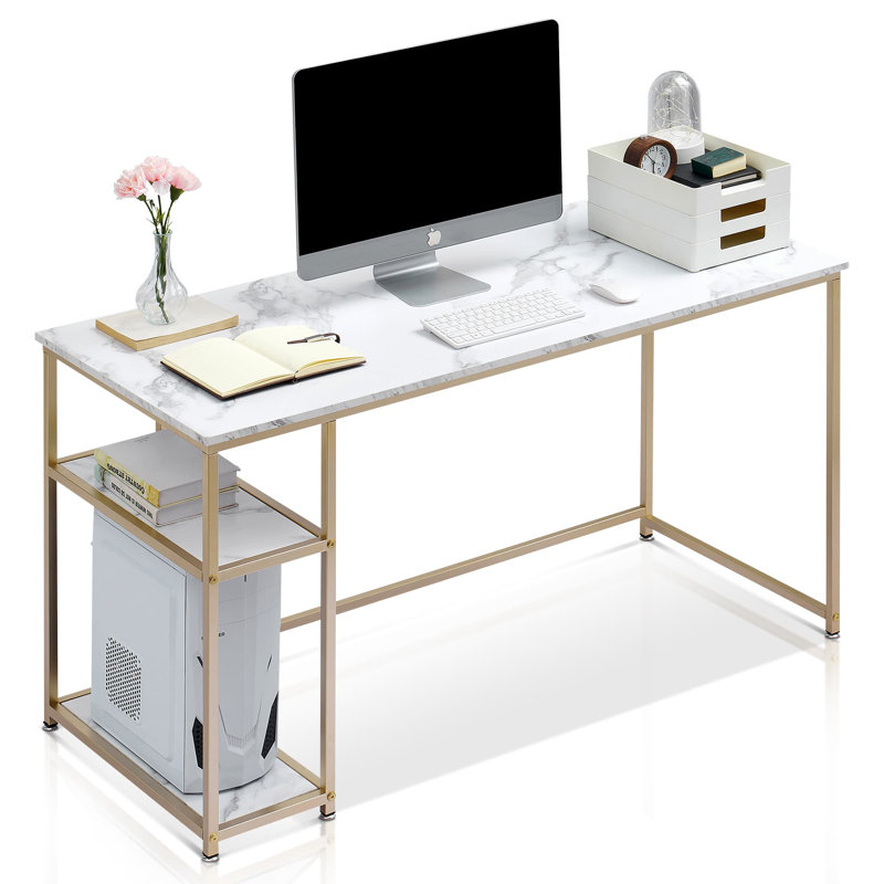Malaak Metal Base Computer Desk, 30" H x 45" W x 24" D, Right Hand Return