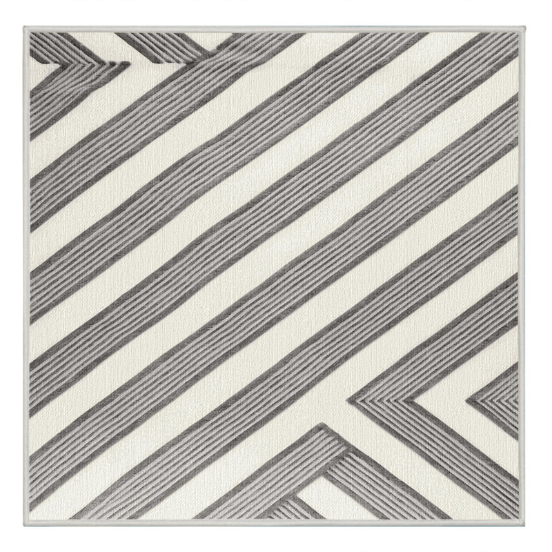  Tapis blanc lavé rayé gris clair, Carré 3 pi
