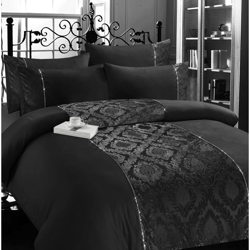 Amira Black 144 TC Duvet Cover Set, Double
