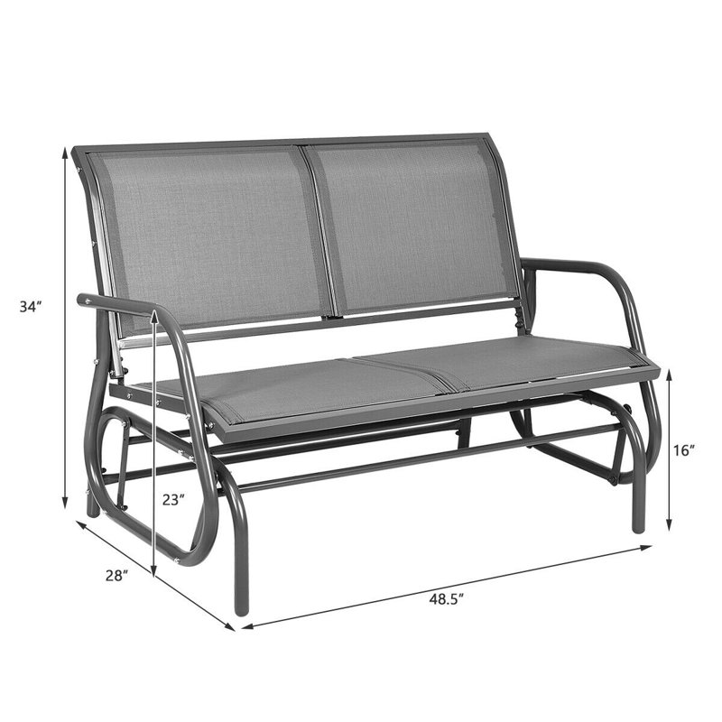 Banc en métal Annemaria, gris, gris