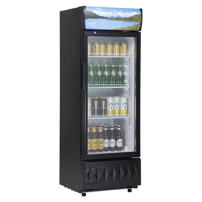Black 6.8 Cu.Ft Glass Door Beverage Refrigerator with Adjustable Shelves