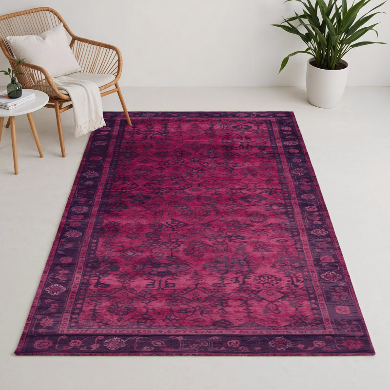 Overdyed Red Indoor and Outdoor Area Rug, Rectangle 5' x 7'