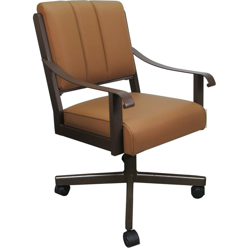 Chaise pivotante en cuir et métal, Brun, Brun