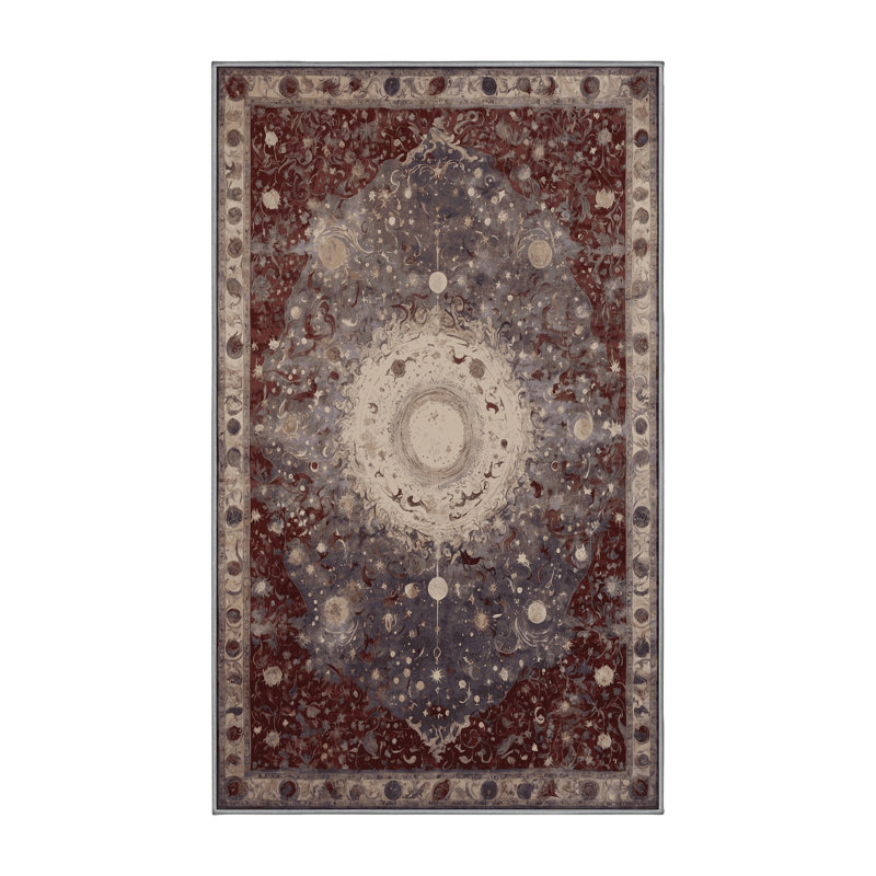 Machine Washable Gray Area Rug, Rectangle 5' x 7'