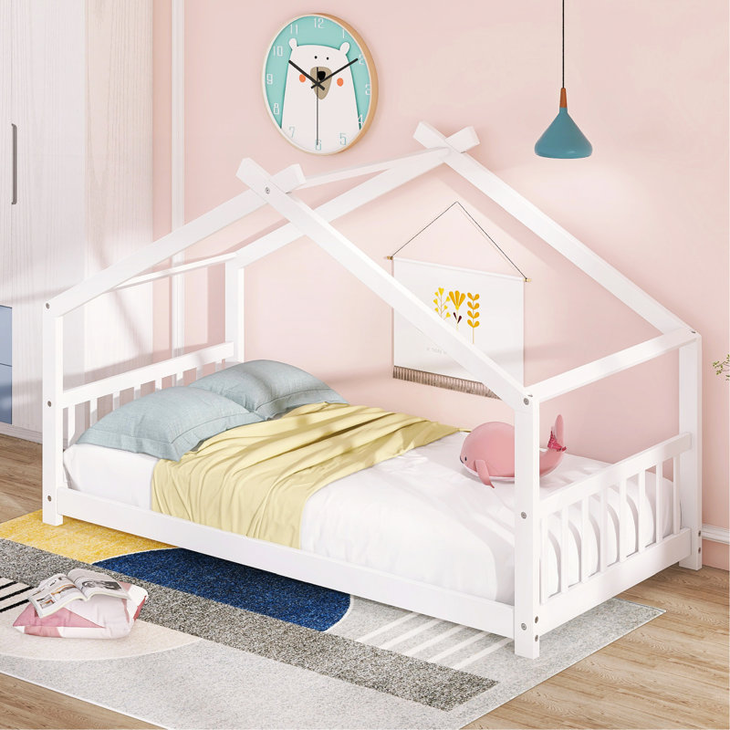 Lit simple en bois, blanc, Lit simple, Blanc