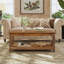 Table basse Eoghan Farmhouse avec tablette de rangement, table basse carrée en bois rustique avec base en X pour le salon-119463770