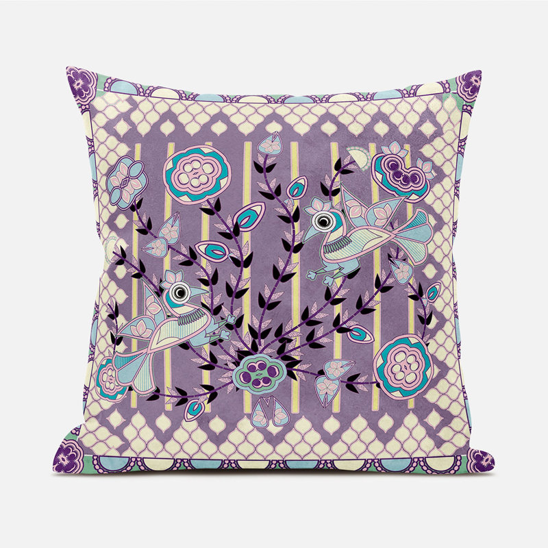 Housse et insert de coussin décoratif en polyester pour l'intérieur et l'extérieur, 26 po x 26 po, Mauve discret / jaune