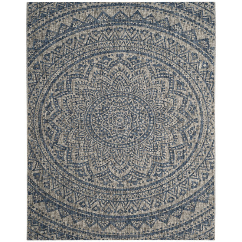 Atlanta Hooked Grey/Blue Area Rug, Rectangle 61 x 109 cm