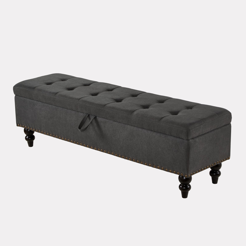 Rachelmarie Upholstered Ottoman, Gray Cotton Linen