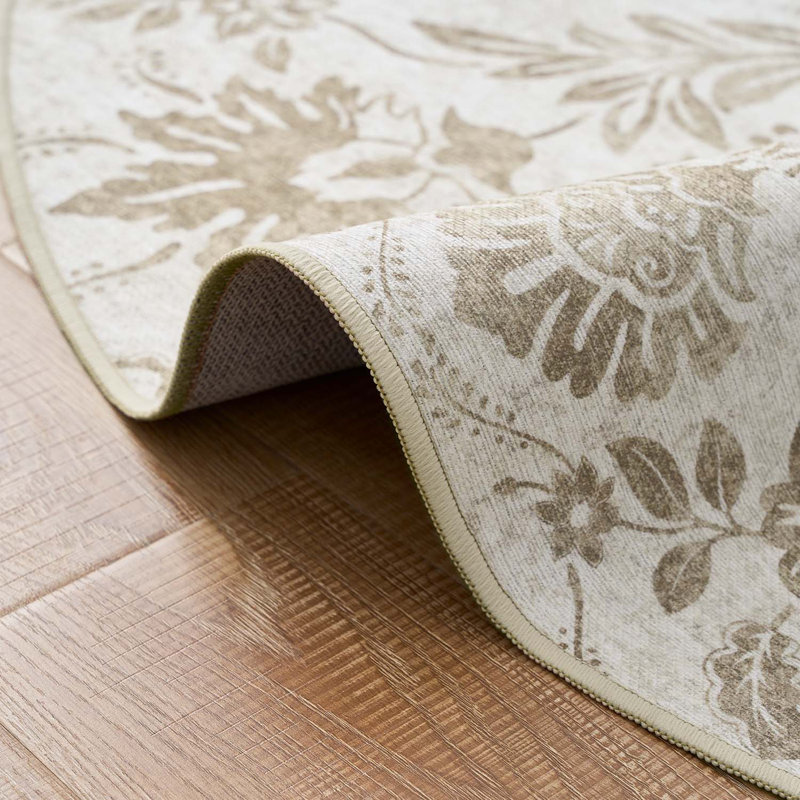 Tapis géométrique lavable antidérapant à motif géométrique, Timeless Taupe, 1'9" x 3'