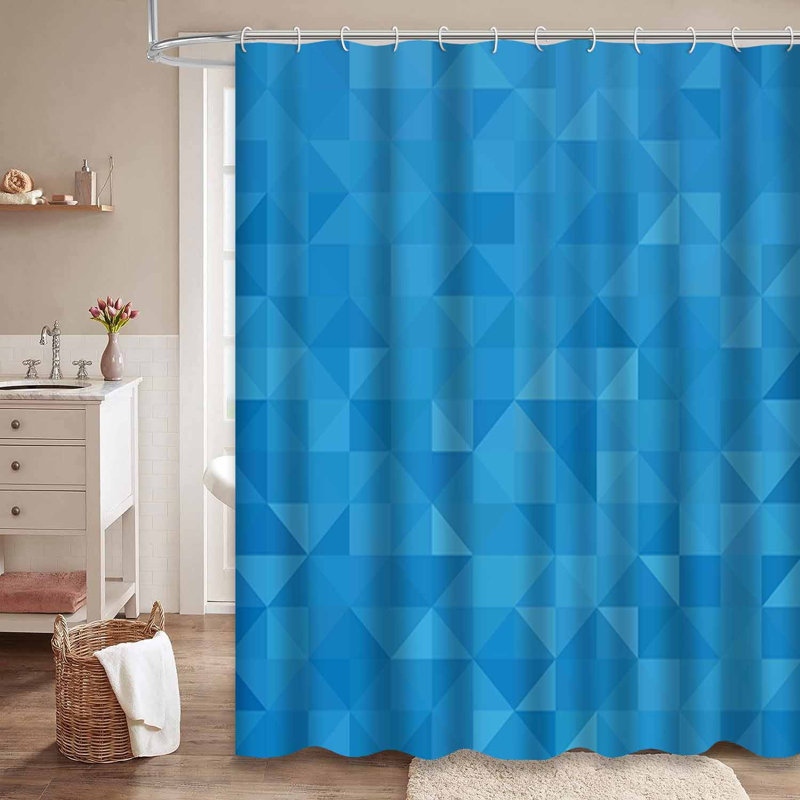 Rideau de douche abstrait abstrait triangulaire bleu avec 12 crochets, L 72 po x l 84 po