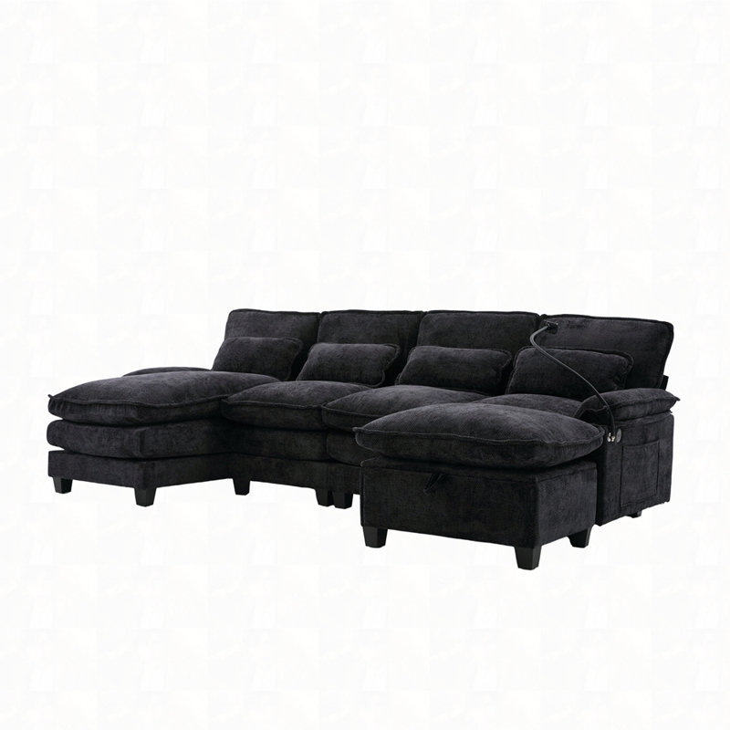 Canapés modulaires rembourrés et confortables, Noir