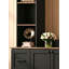 Ensemble de meuble télé noir rétro: tablettes et tiroirs en noyer - grande console multimédia de salon